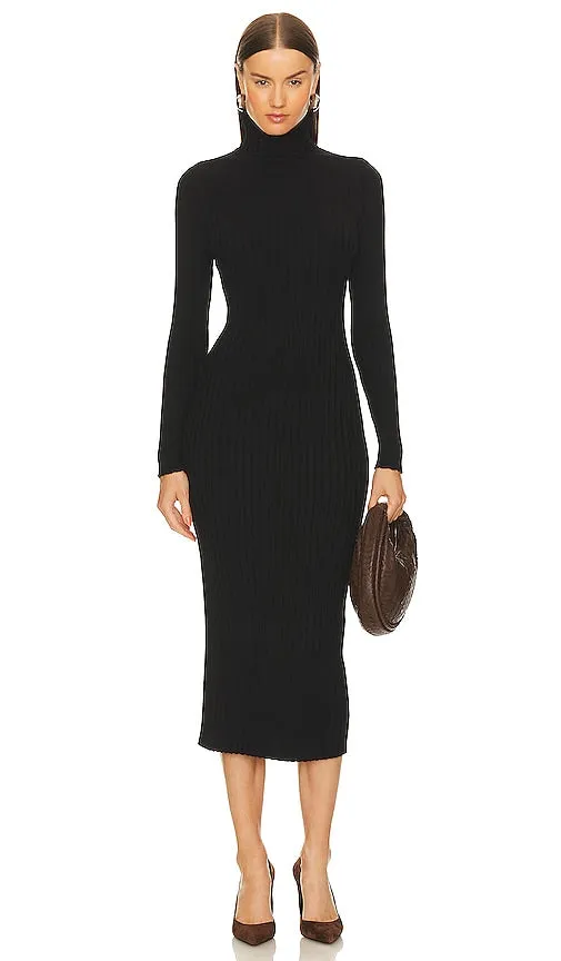 525 Kylie Rib Midi Dress in Black