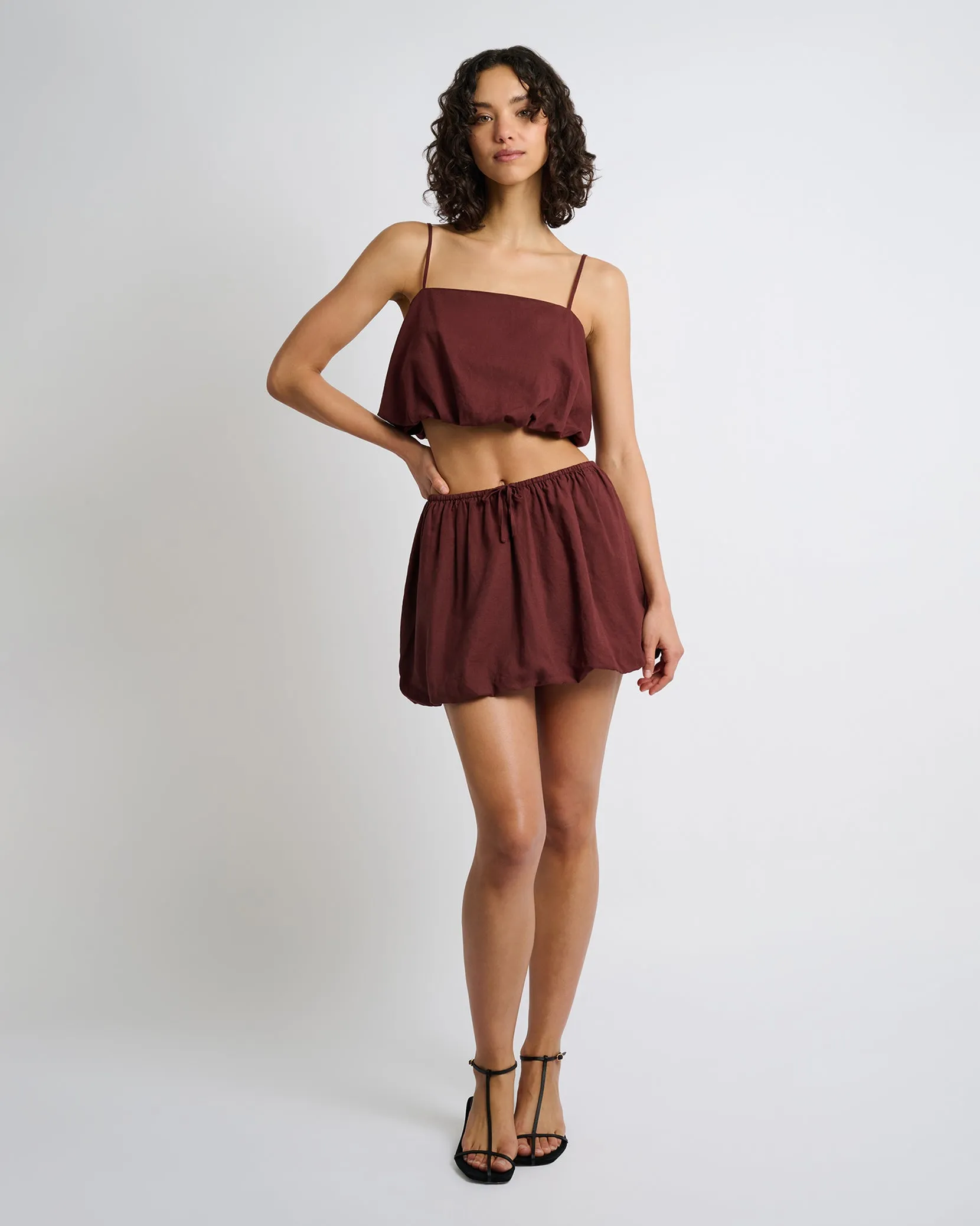 Air Linen Bubble Mini Skirt
