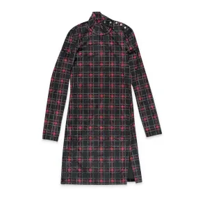 CALLIPYGIAN STRETCH PLAID NAVY MINI DRESS