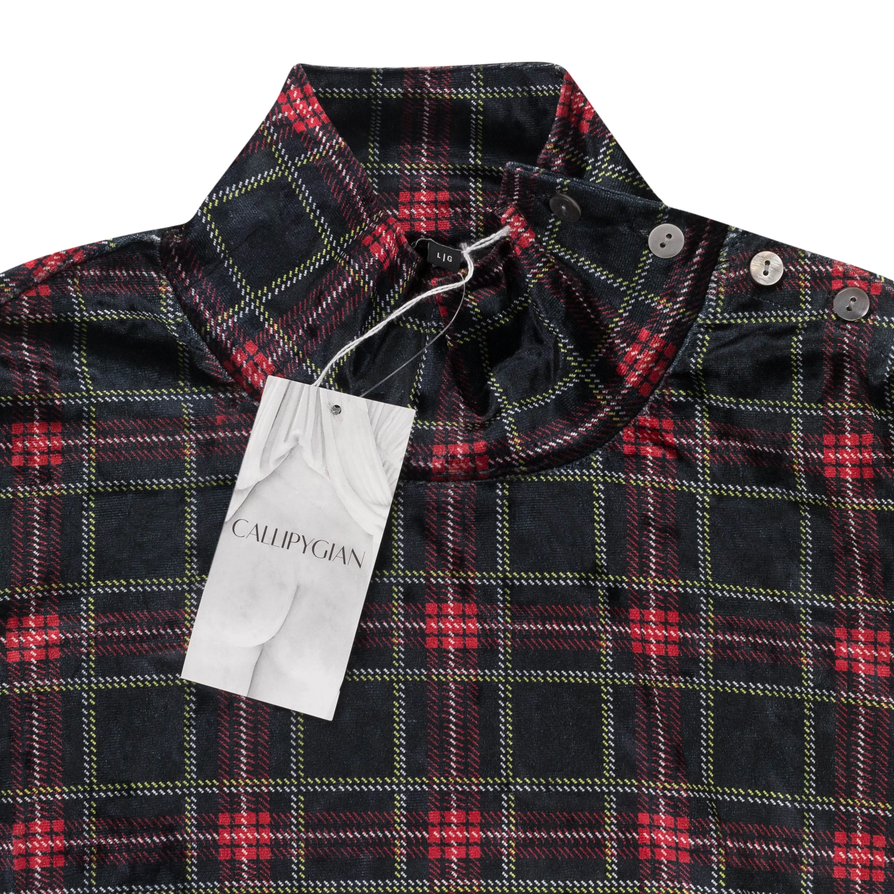 CALLIPYGIAN STRETCH PLAID NAVY MINI DRESS