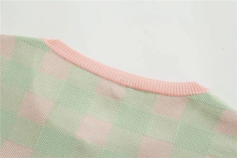 CHECK CROPPED CARDIGAN