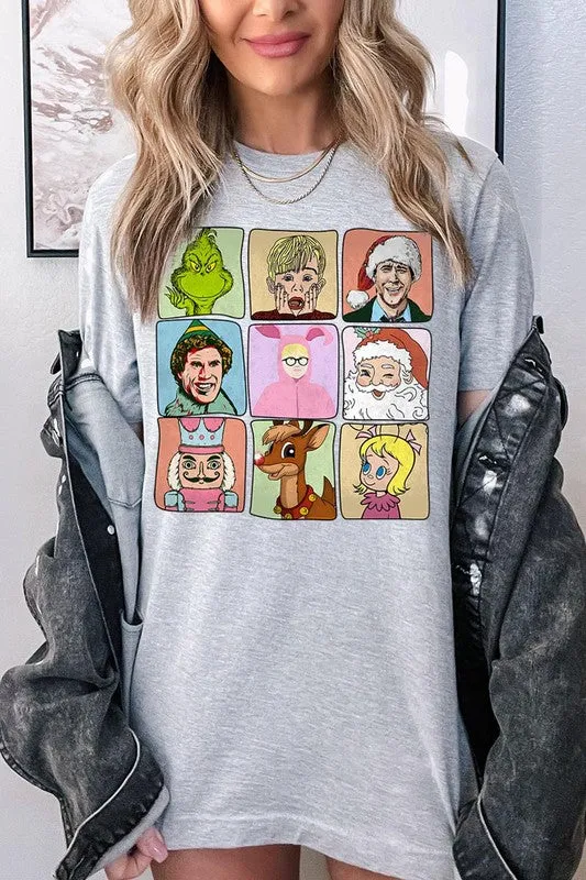 Classic Christmas Movie Characters Holiday Unisex Short Sleeve Graphic Tee T-Shirt