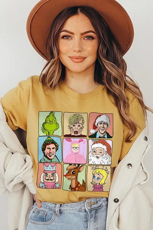 Classic Christmas Movie Characters Holiday Unisex Short Sleeve Graphic Tee T-Shirt