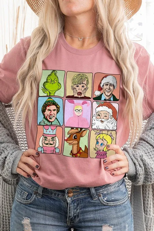 Classic Christmas Movie Characters Holiday Unisex Short Sleeve Graphic Tee T-Shirt