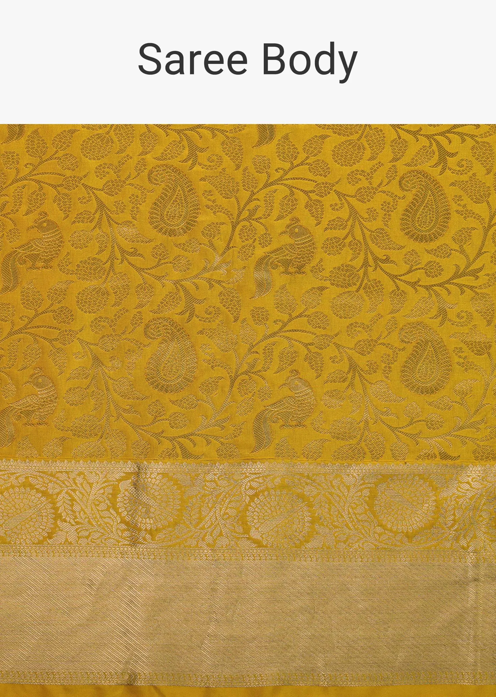 Daffodil Yellow Woven Kanjivaram Saree In Pure Silk With An Unstitched Blouse