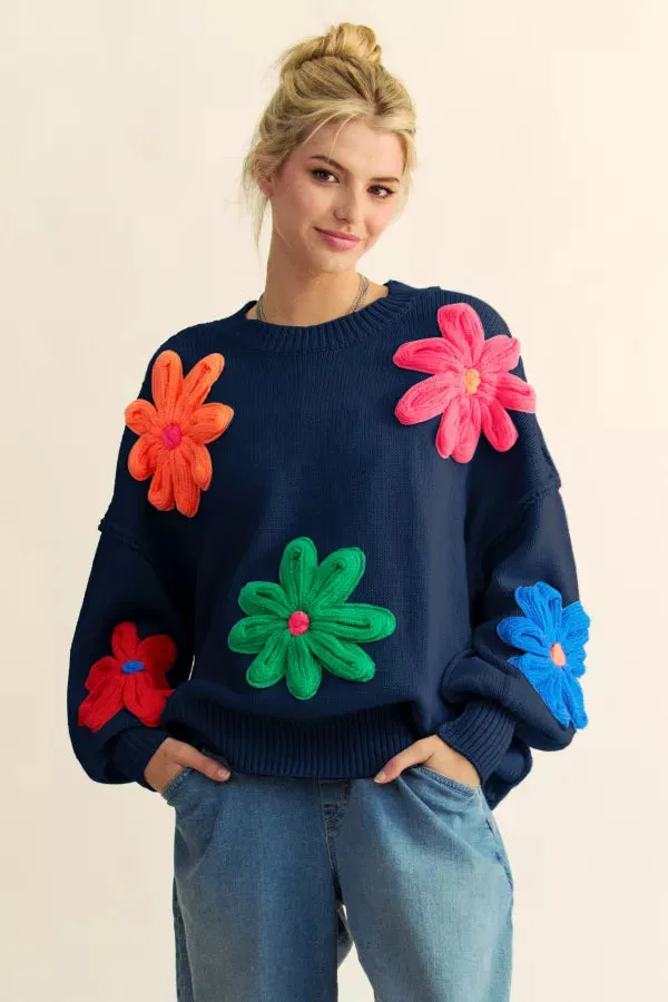 Daisy Knit Pullover Sweater