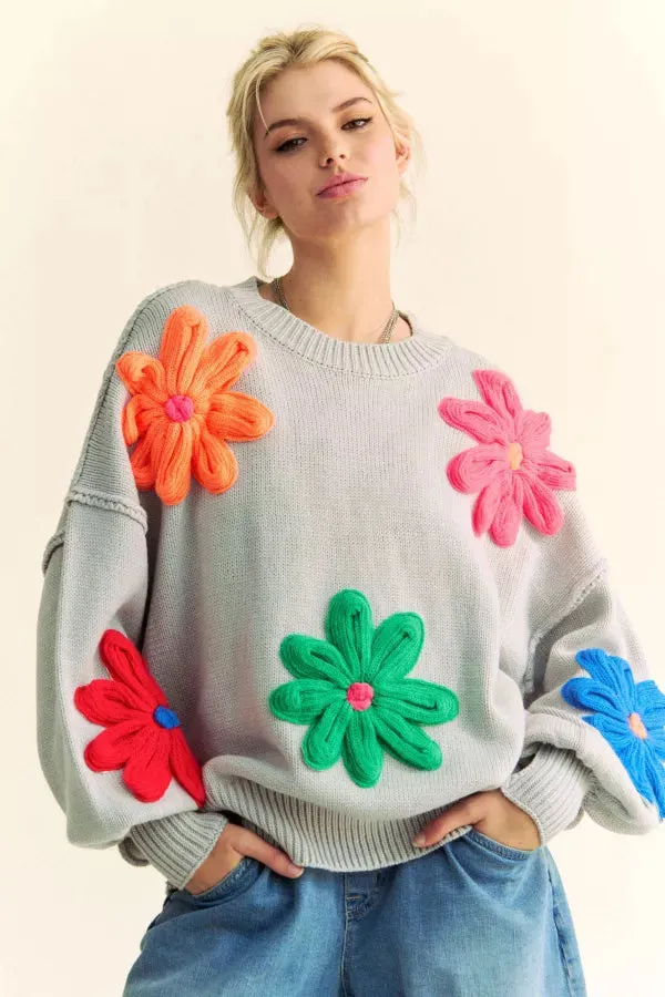 Daisy Knit Pullover Sweater