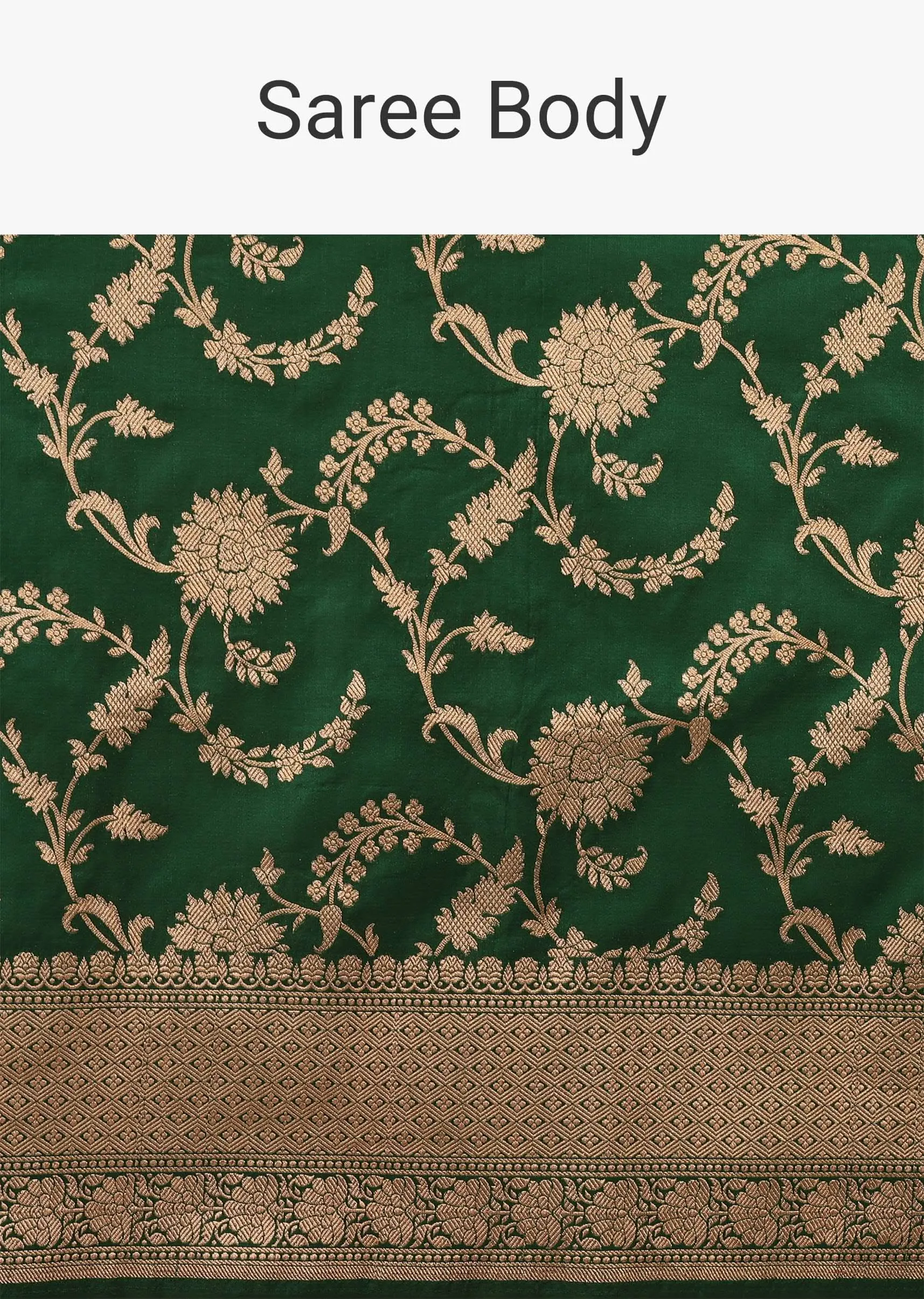 Emerald Green Saree In Pure Banarasi Silk With Upada Zari Weave Floral Jaal Work
