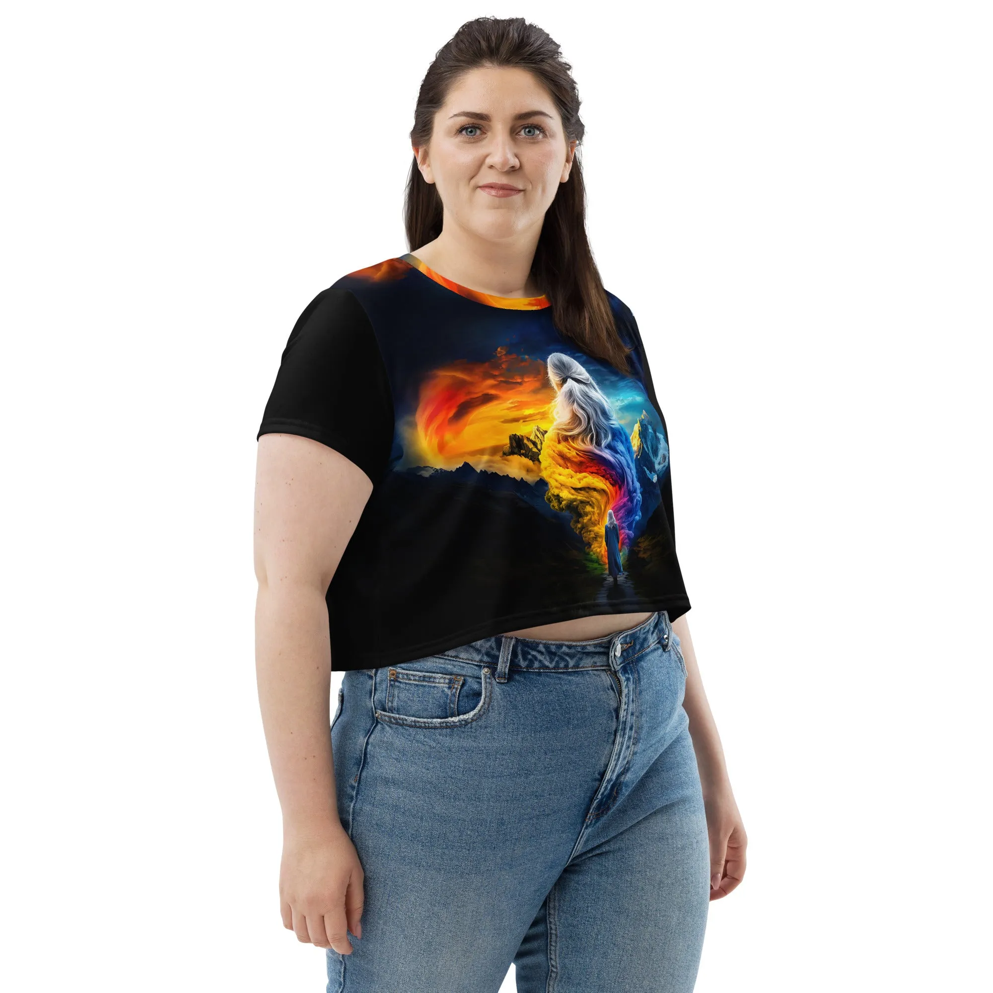 Empowered Renewal Path All-Over Print Crop Tee