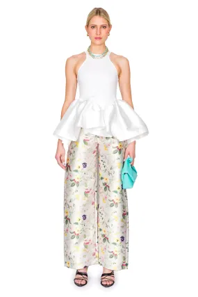 Heavy Satin And Rib Jersey Peplum Tank Top