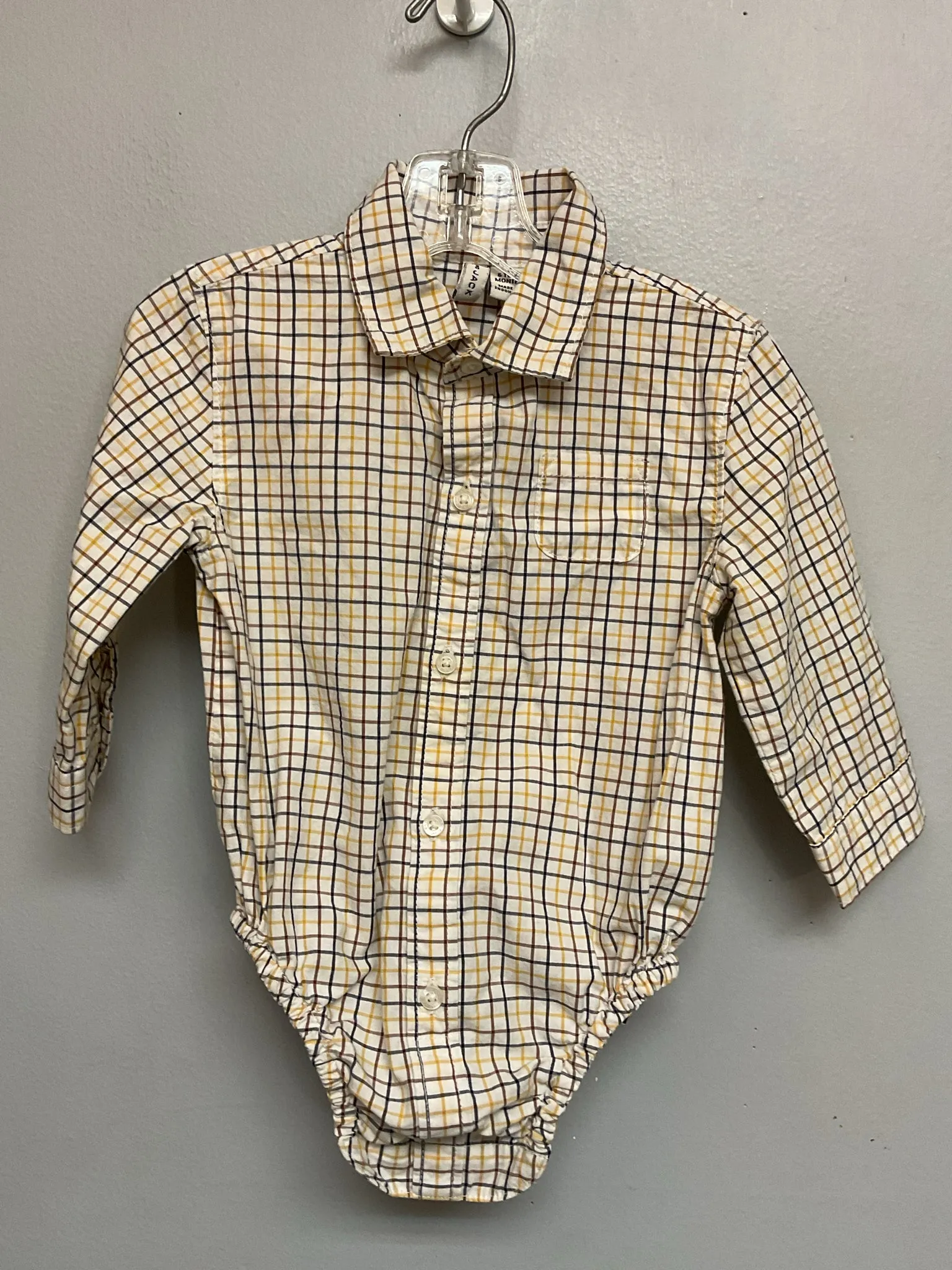 Janie and Jack Size 6M Yellow & Blue Plaid Cotton Infant Boys Shirts & Polos