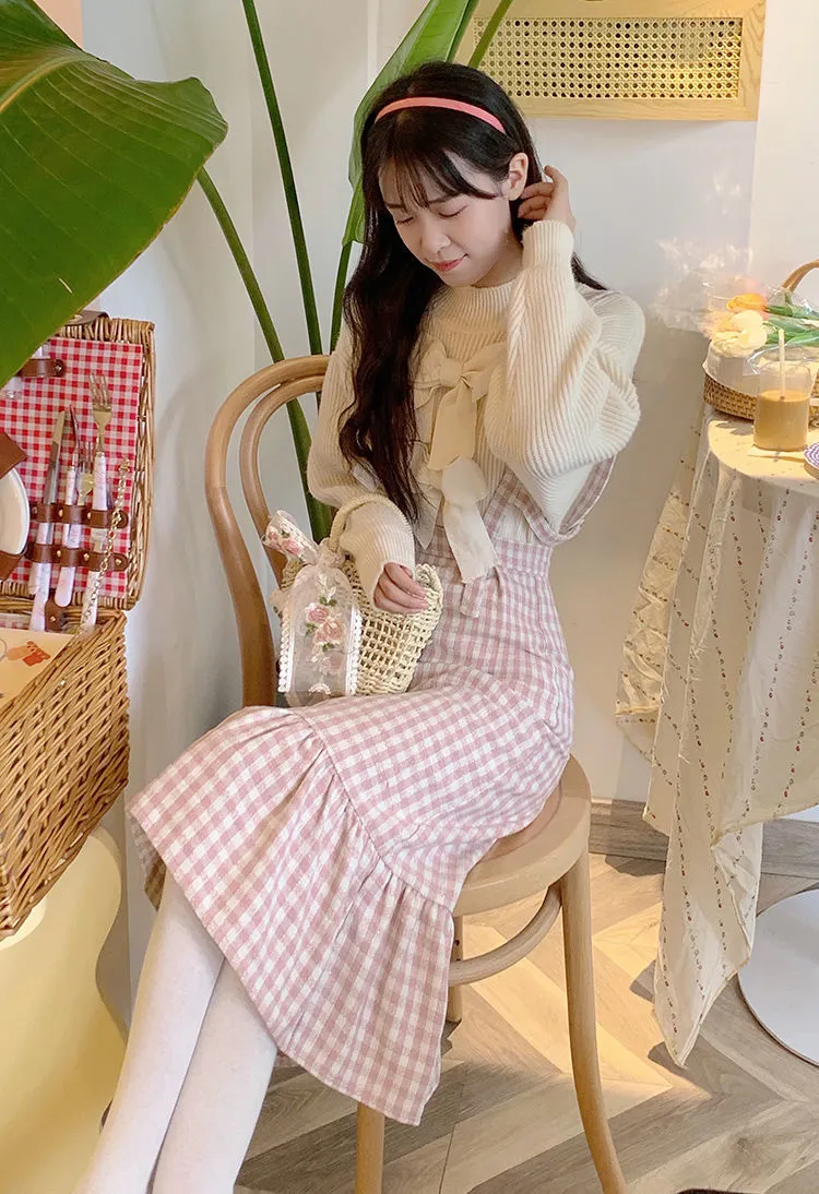 Japanese Kawaii Plaid Strap Dress