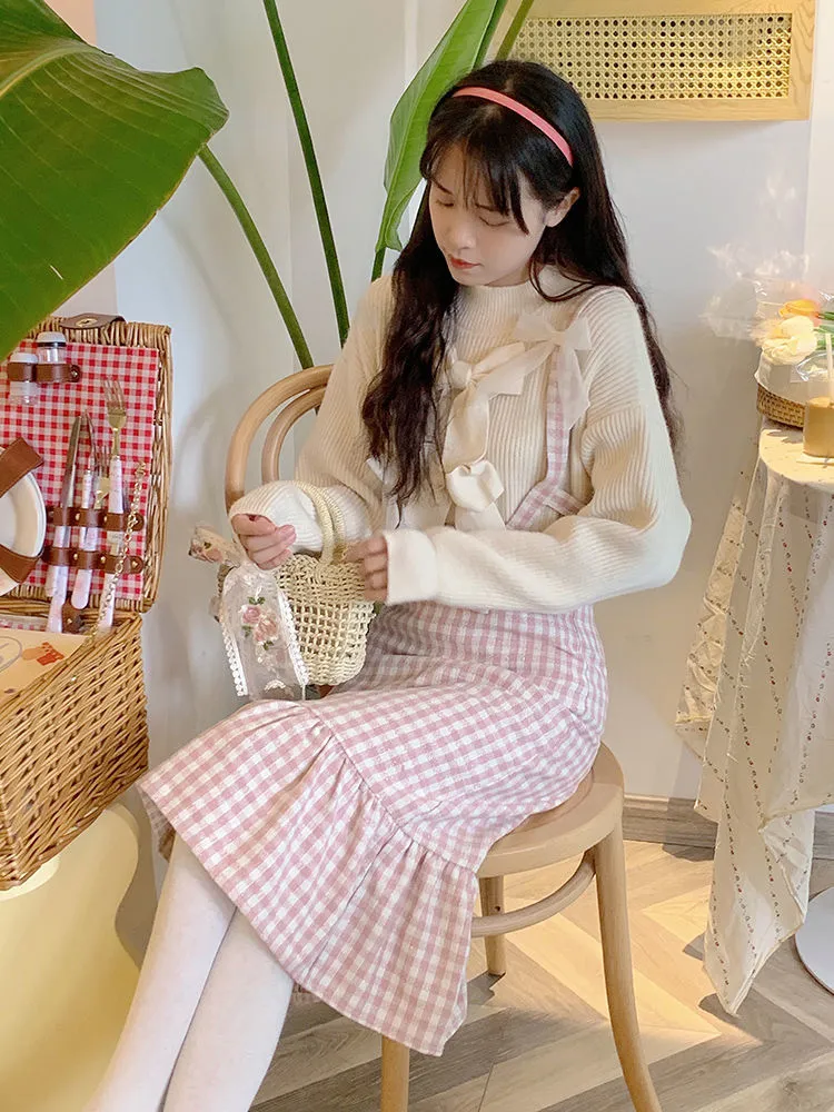 Japanese Kawaii Plaid Strap Dress