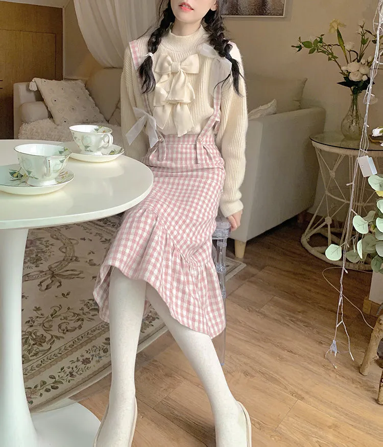 Japanese Kawaii Plaid Strap Dress
