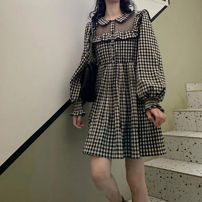 Japanese Kawaii Sweet Plaid Dress