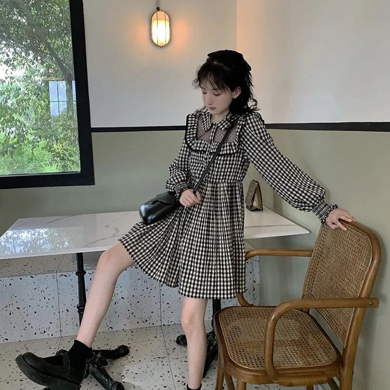 Japanese Kawaii Sweet Plaid Dress