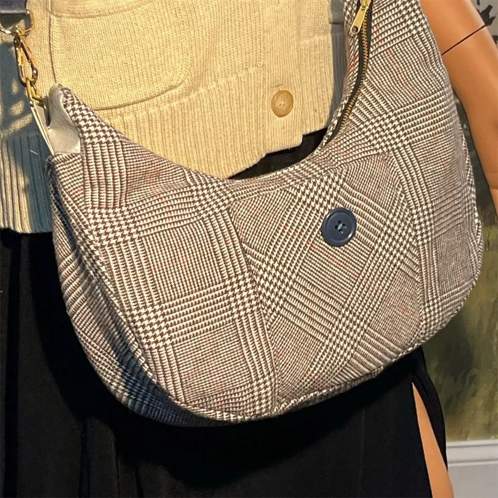Lidia's Bags Women's Plaid Wool Blend Shoulder Bag with Pockets (0001-b69)