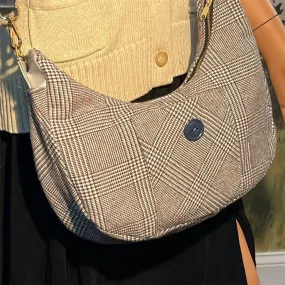 Lidia's Bags Women's Plaid Wool Blend Shoulder Bag with Pockets (0001-b69)