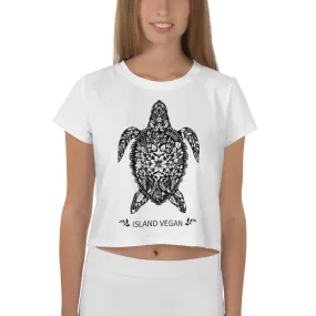 Loud Vegan Island Turtle All-Over Print Crop Tee