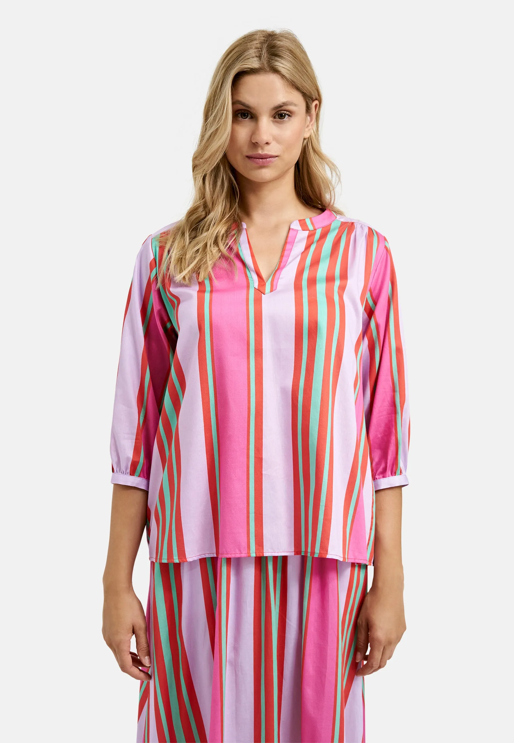 MILANO Pink Stripy Silk Blouse