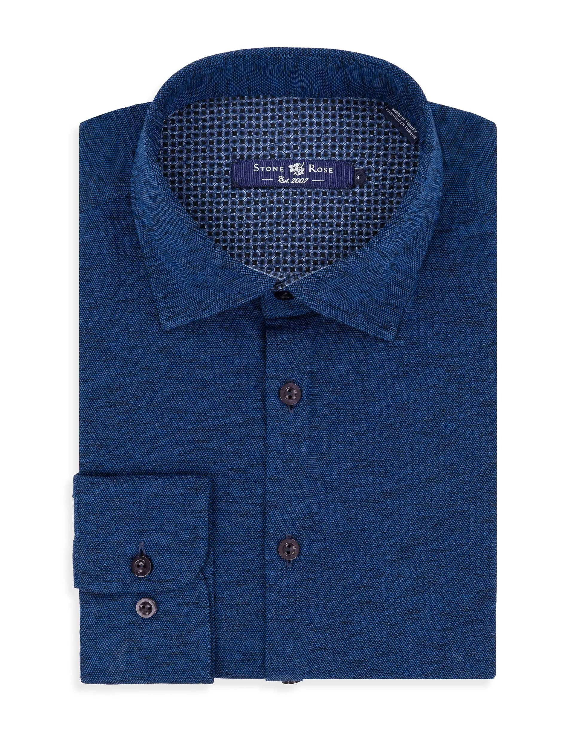 Navy Flame Knit Long Sleeve Shirt