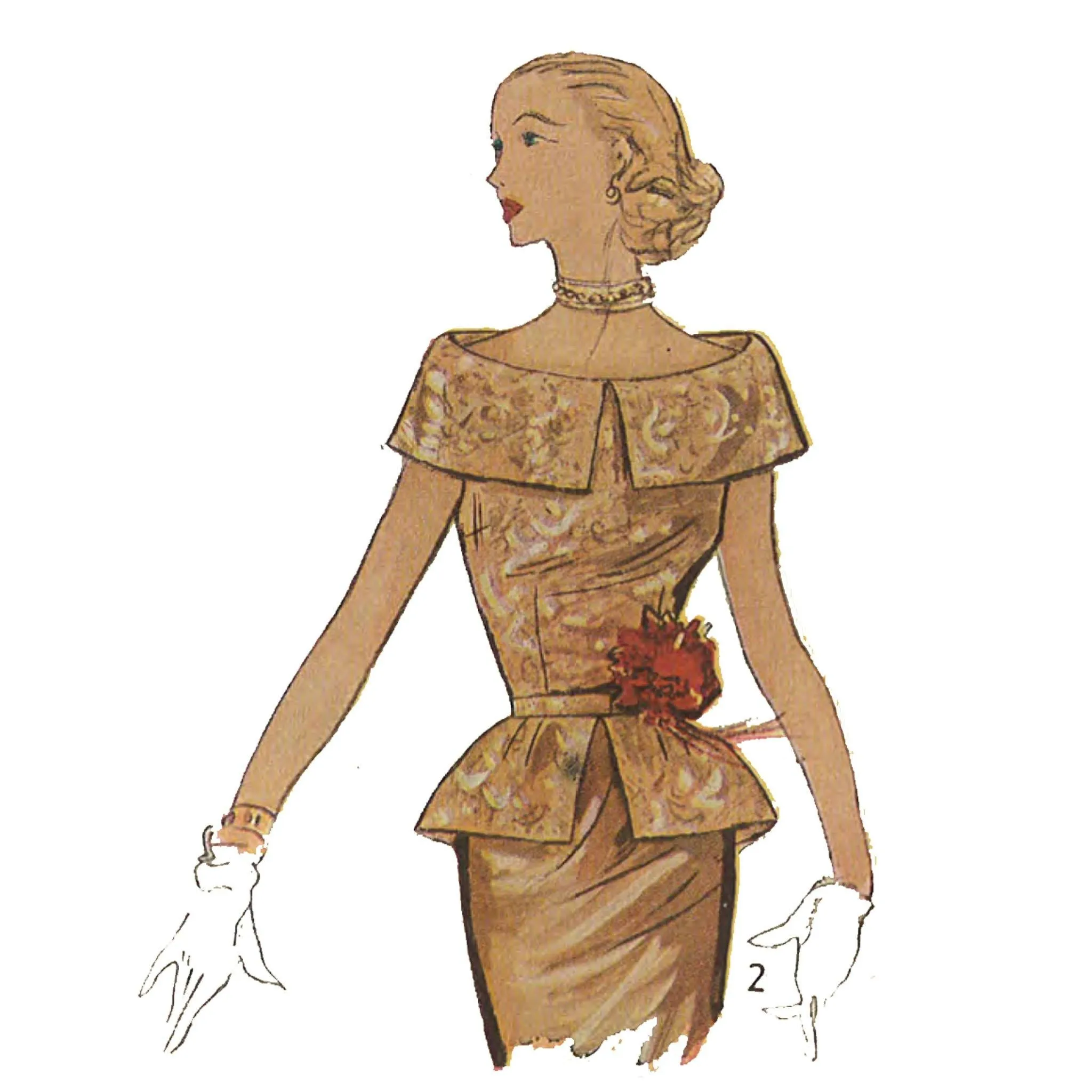 PDF - 1950s Sewing Pattern: Stunning Party Blouse, Tops - Bust 32" (81.3cm) - Instantly Print at Home